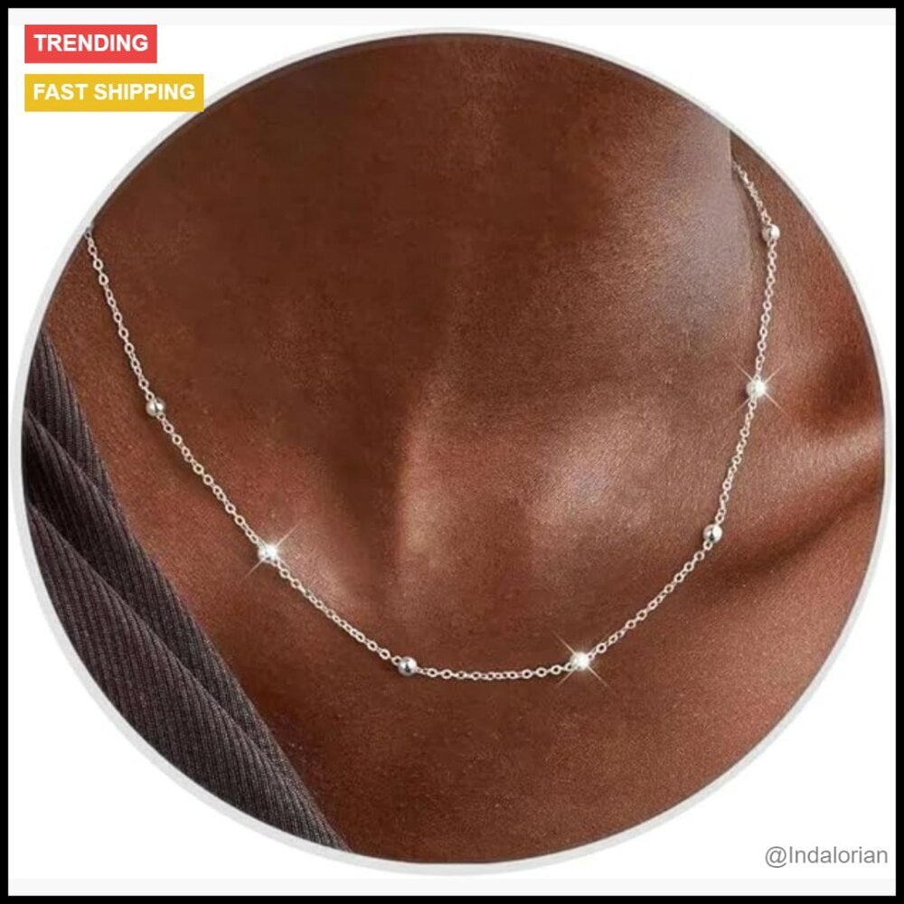 Silver Chain Necklace 1.6mm Satellite Bead Hypoallergenic 16-24 Inches